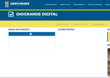 Site do Diário Oficial de Campo Grande apresenta instabilidade nesta sexta-feira