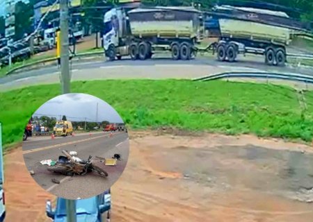 VÍDEO: Salgadeiro morre após ter motocicleta atingida por carreta na BR-163 em MS