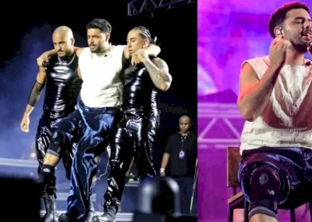 Pedro Sampaio se machuca durante show e termina apresentação sentado