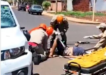 Homem tem perna quebrada e ferimentos na cabeça após ser atropelado em Dourados