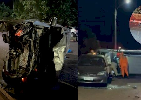 VÍDEO: Motorista bêbado atropela motociclista e capota caminhonete durante fuga no Pioneiros
