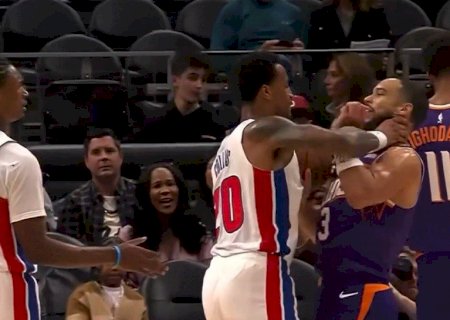 John Collins aperta pescoço de Dillon Brooks em briga durante amistoso da NBA