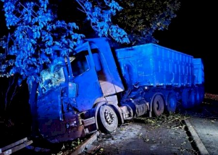 Ao desviar de &aacute;rvore ca&iacute;da, motorista bate carreta em outra na BR-262